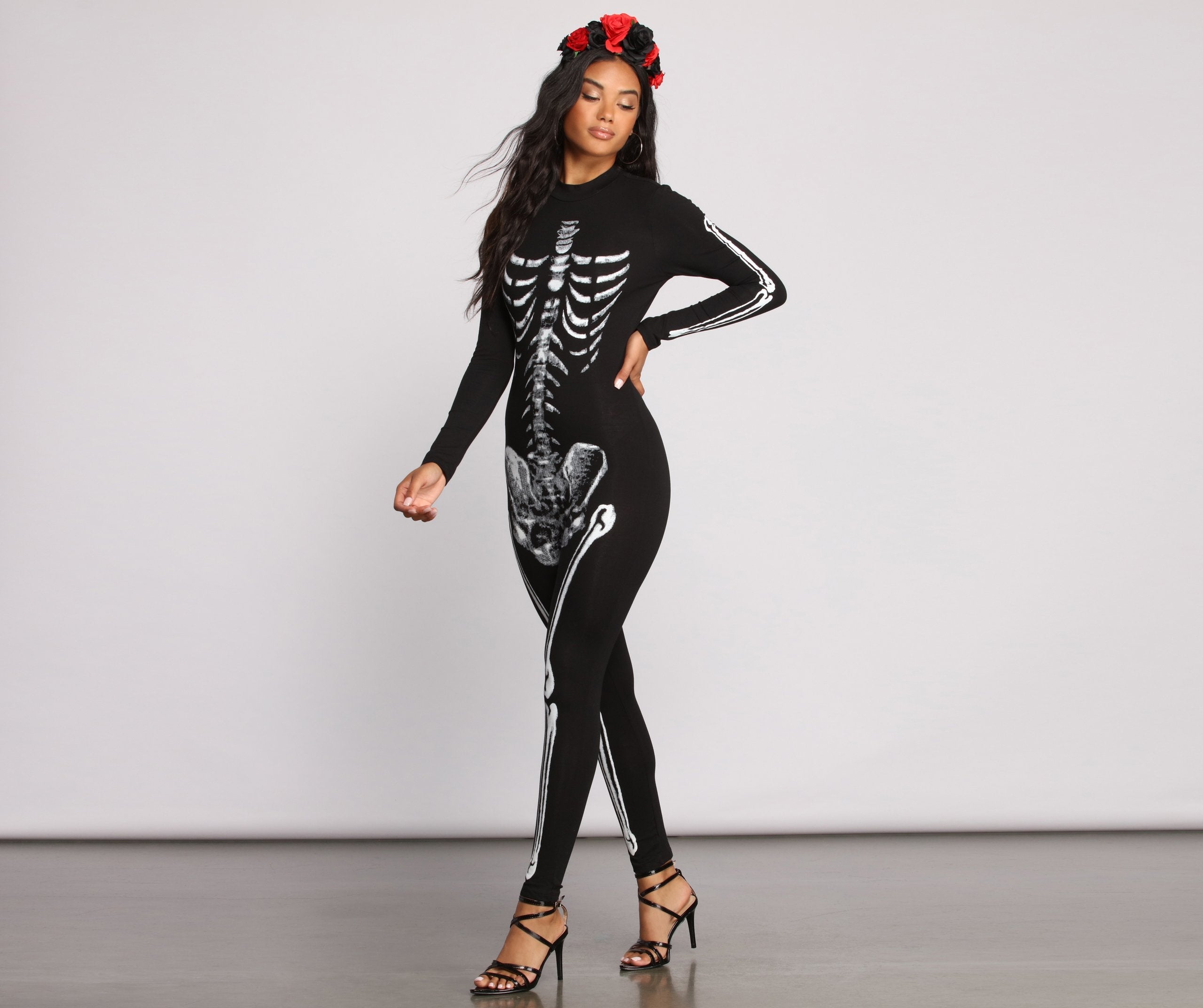 Bad to the Bone Skelton Knit Catsuit