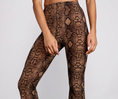 Charming And Chic Snake Print Flared Pants