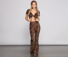 Charming And Chic Snake Print Flared Pants