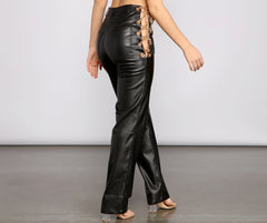 Chain Chic High Waist Faux Leather Pants