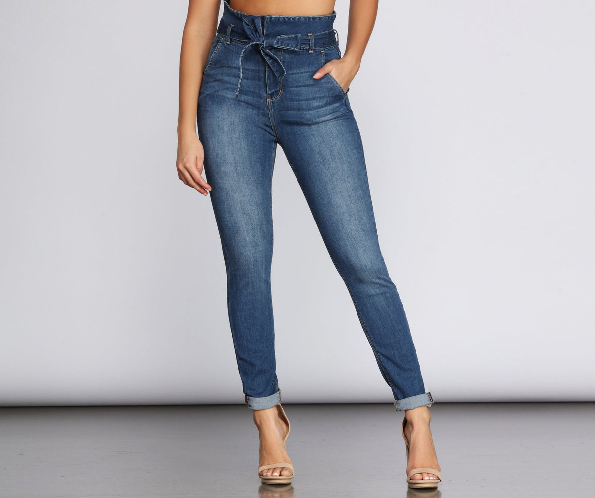 Rise Higher – Skinny-Jeans mit Paperbag-Schnitt