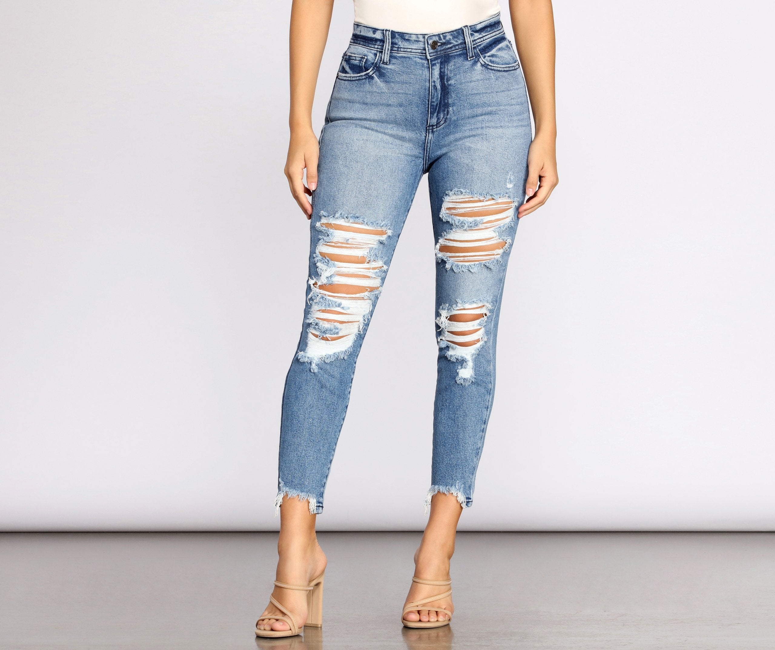 Rise Up Distressed Skinny Jeans