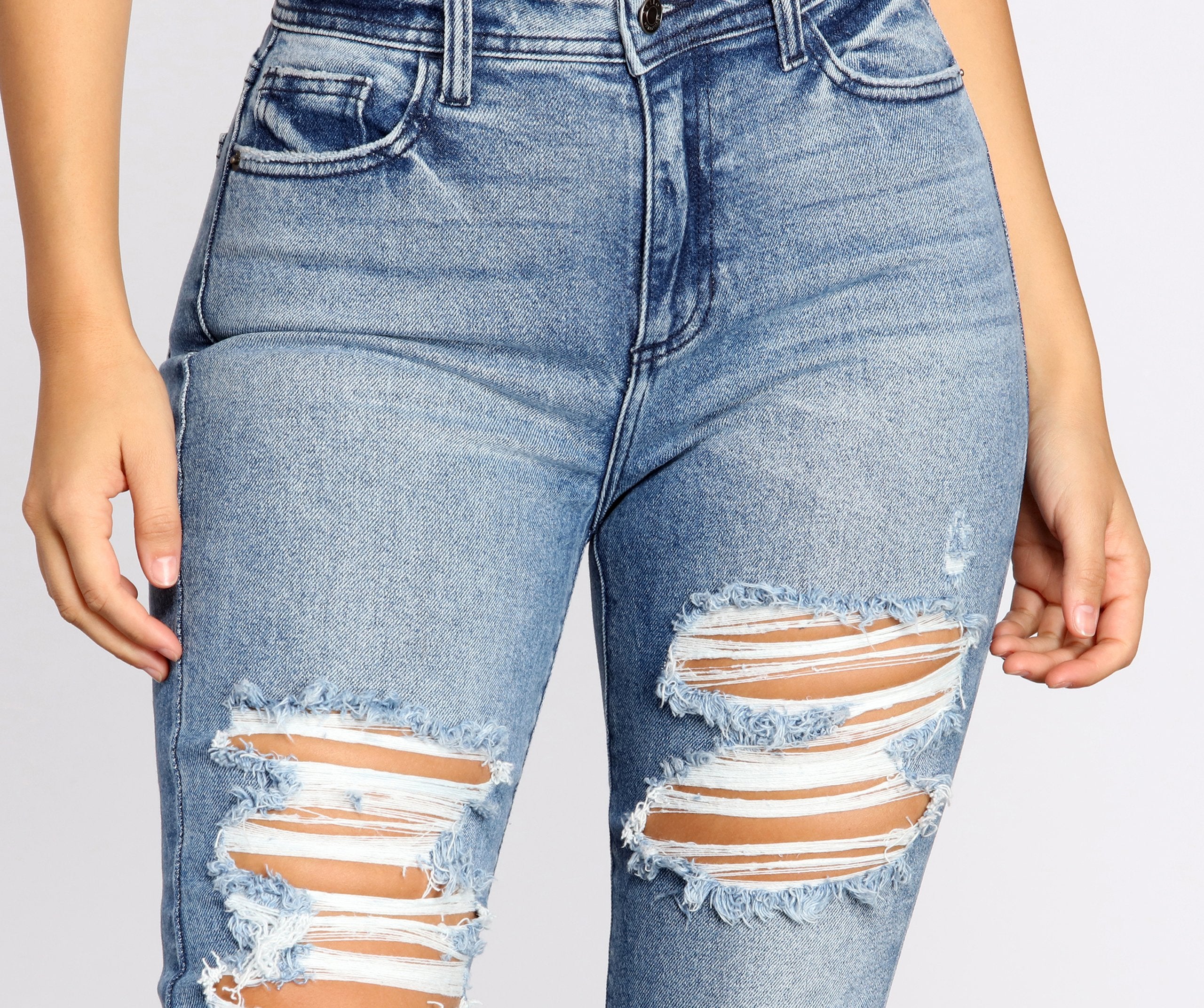 Rise Up Distressed Skinny Jeans