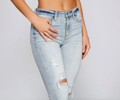 Clara High Rise Distressed Details Skinny Jeans