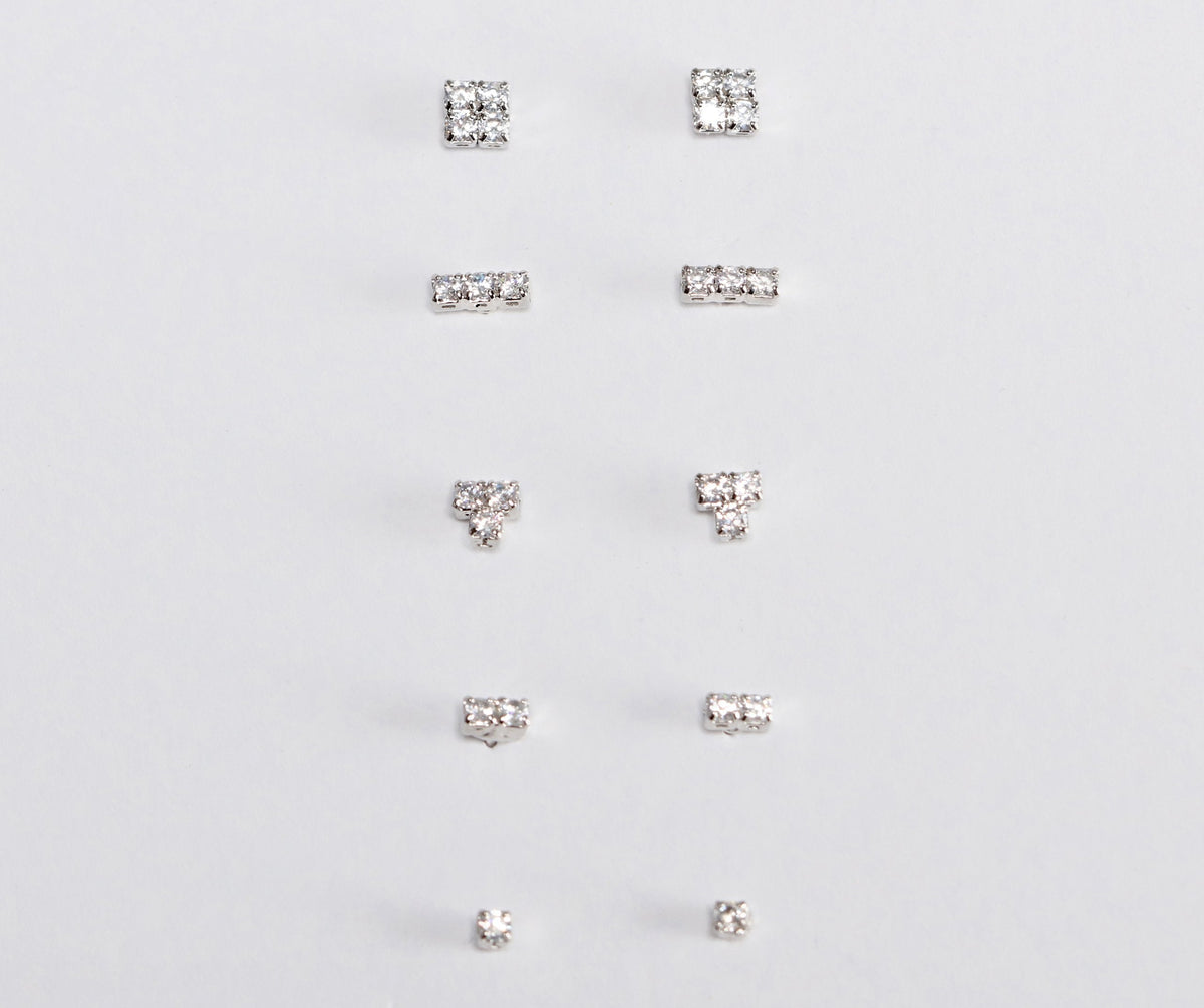 Cubic Zirconia 5 Stud Pack