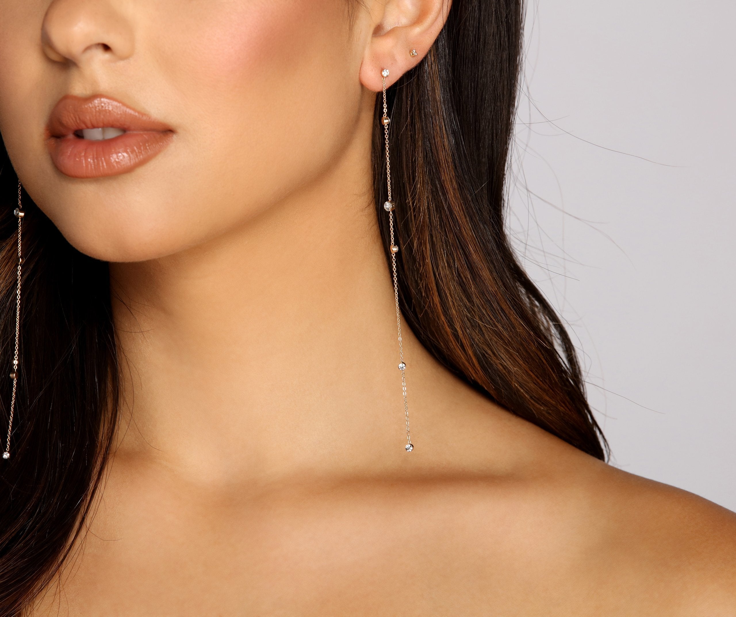 Sparkling Beauty Rhinestone Linear Earrings