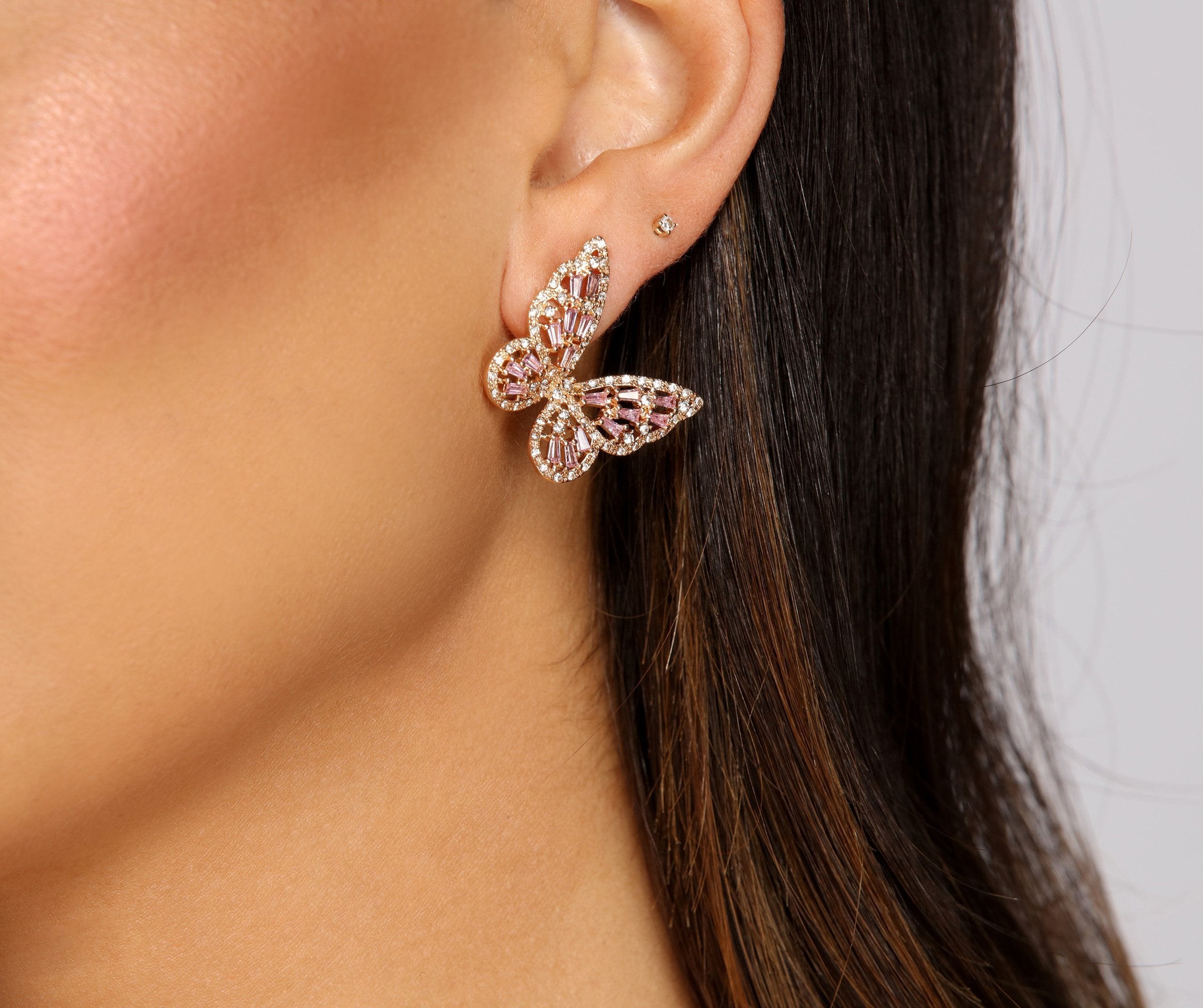 Butterfly Beauty Rhinestone Stud Earrings