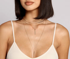 Dainty Layered Bar Charm Lariat Necklace