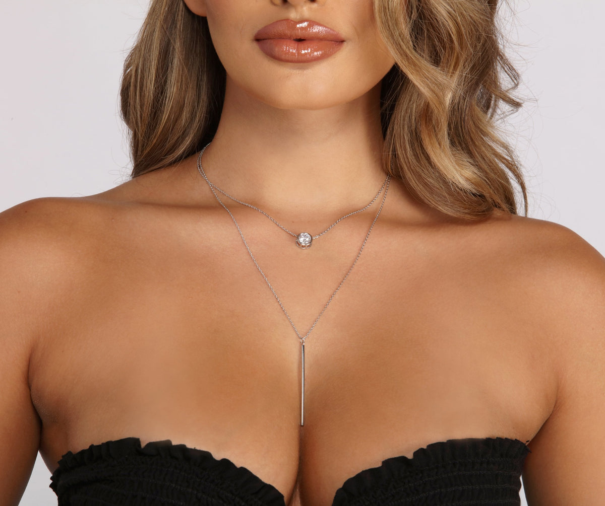 Cubic Zirconia and Bar Lariat Necklace Pack