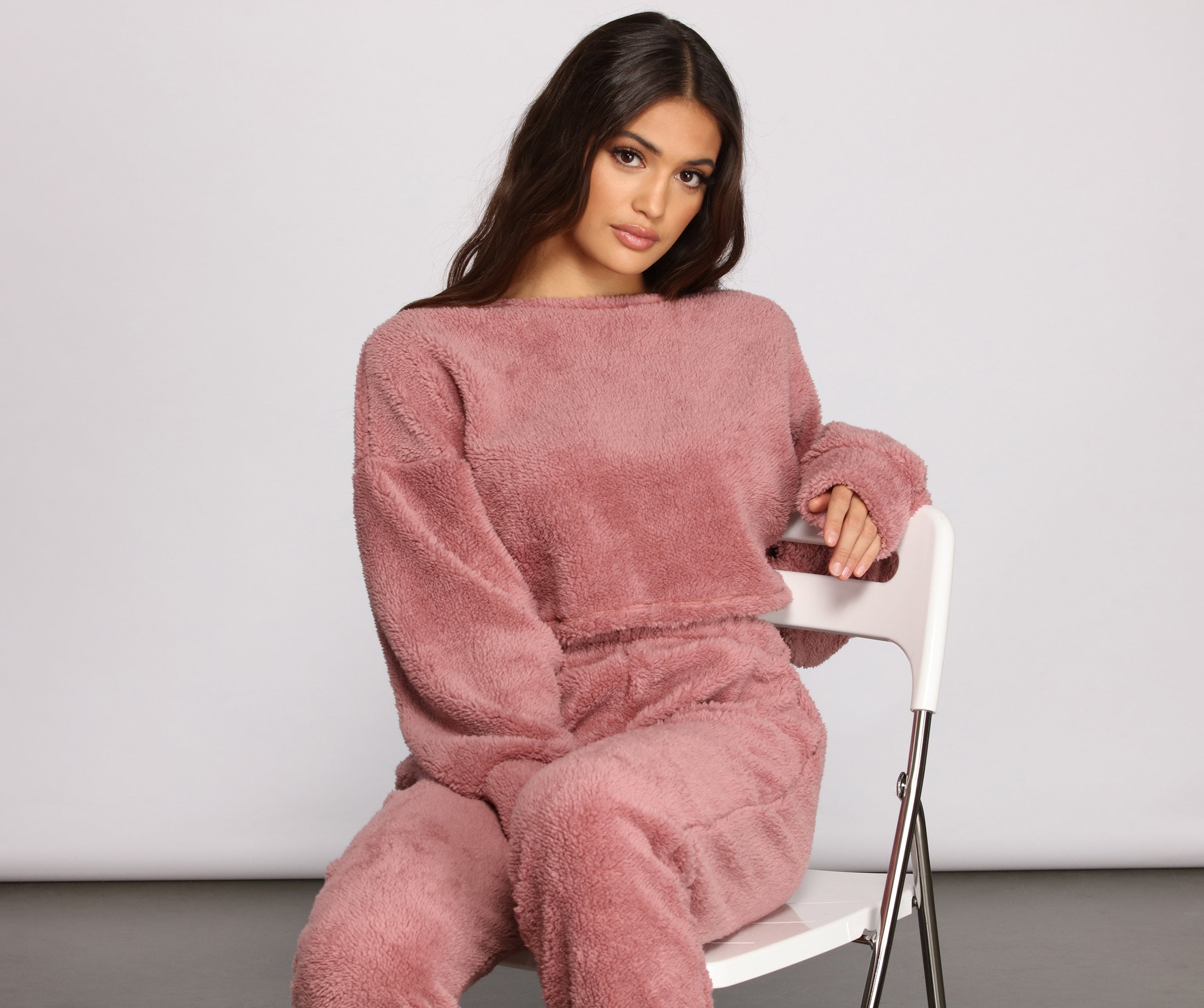 Cozy Cutie Sherpa Pajama Crop Top