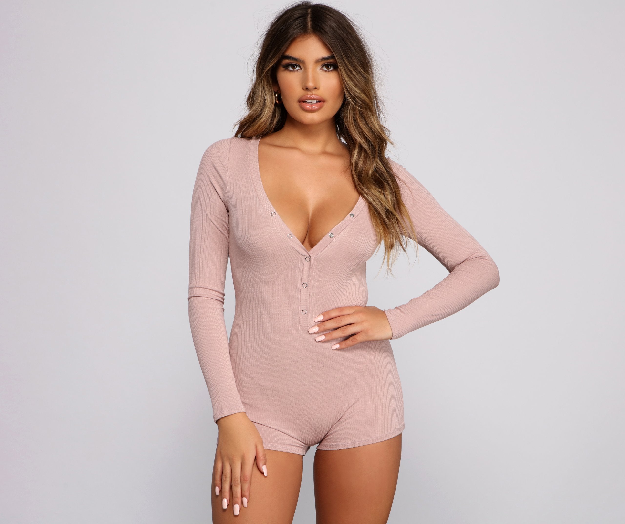 Cute and Chill Ribbed Knit Pajama Romper