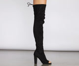 Must Be Love Peep Toe Thigh High Boots