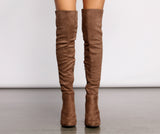 50 and 50 Thigh High Faux Suede and Knit Boots