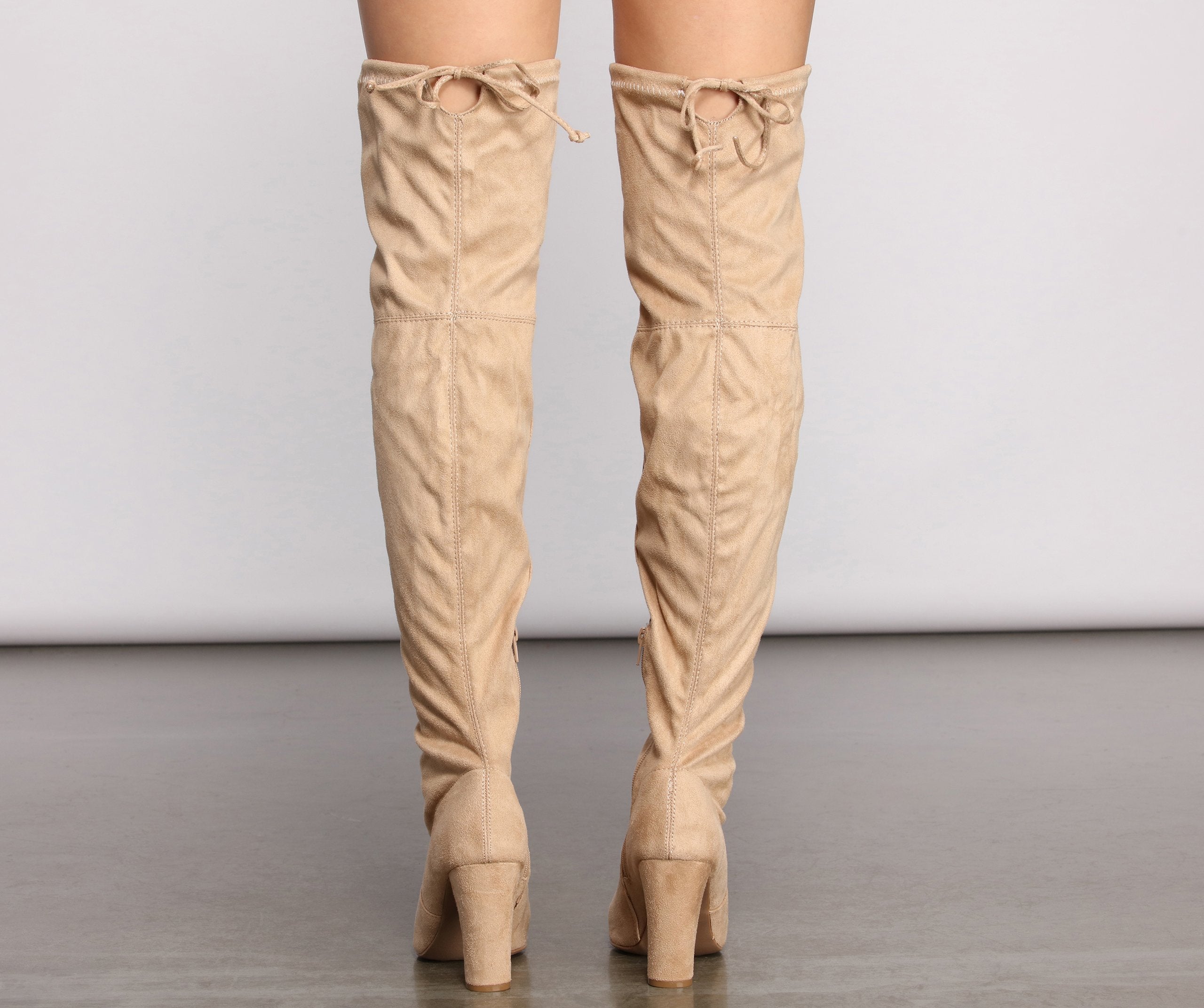 Over The Knee Open Toe Block Heeled Boots