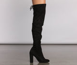 Over The Knee Faux Suede Block Heeled Boots