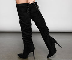Run This Town Lace-Up Scrunched Boots