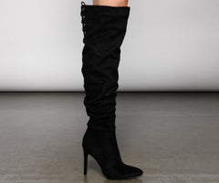 Run This Town Lace-Up Scrunched Boots