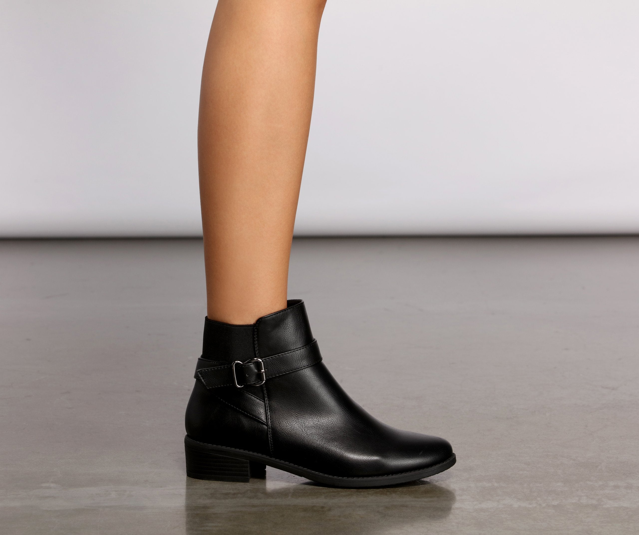Stacked on Style Faux Leather Ankle Booties