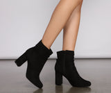 All About Ruched Faux Suede Ankle Booties