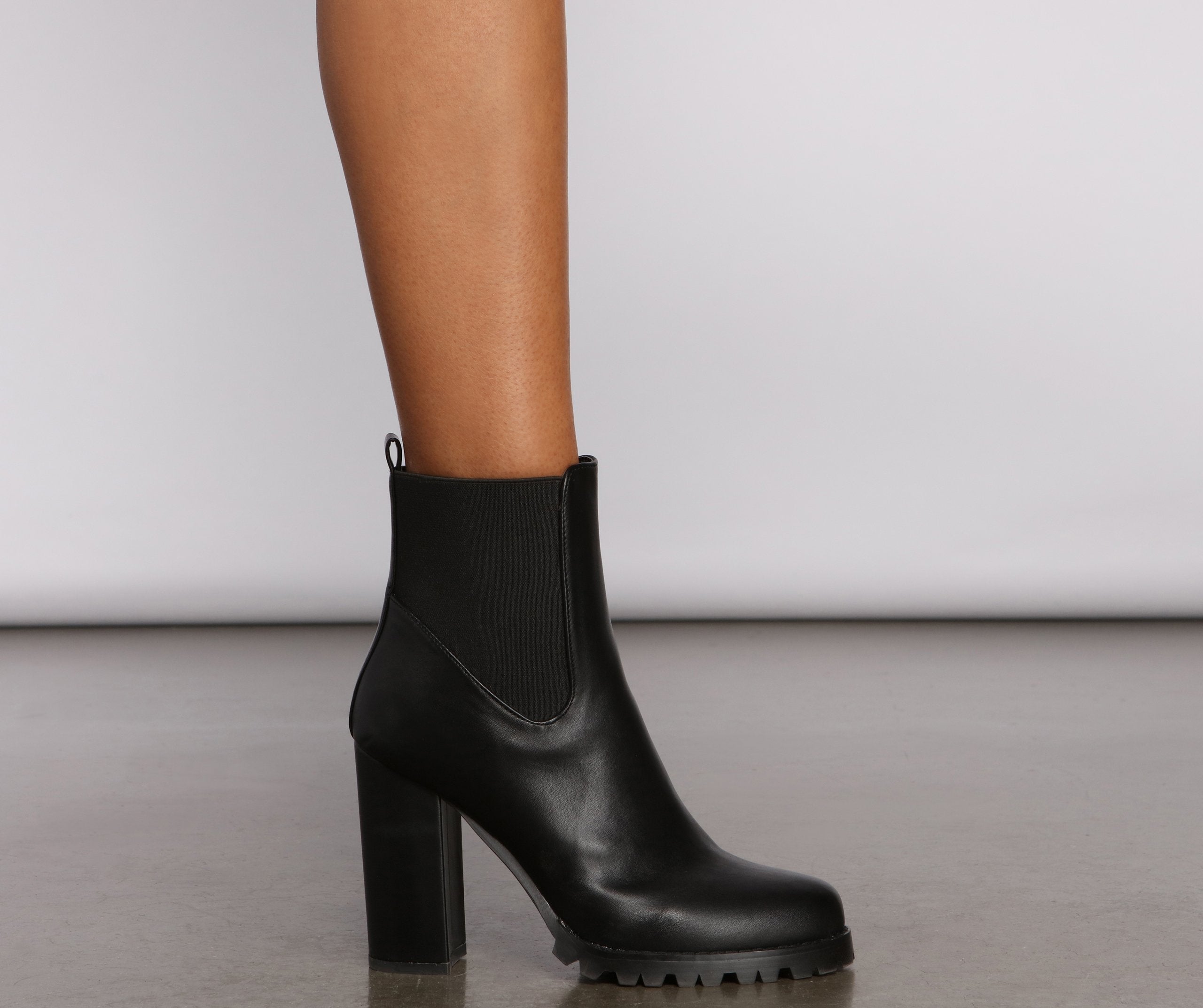 On the Edge Faux Leather Lug Booties