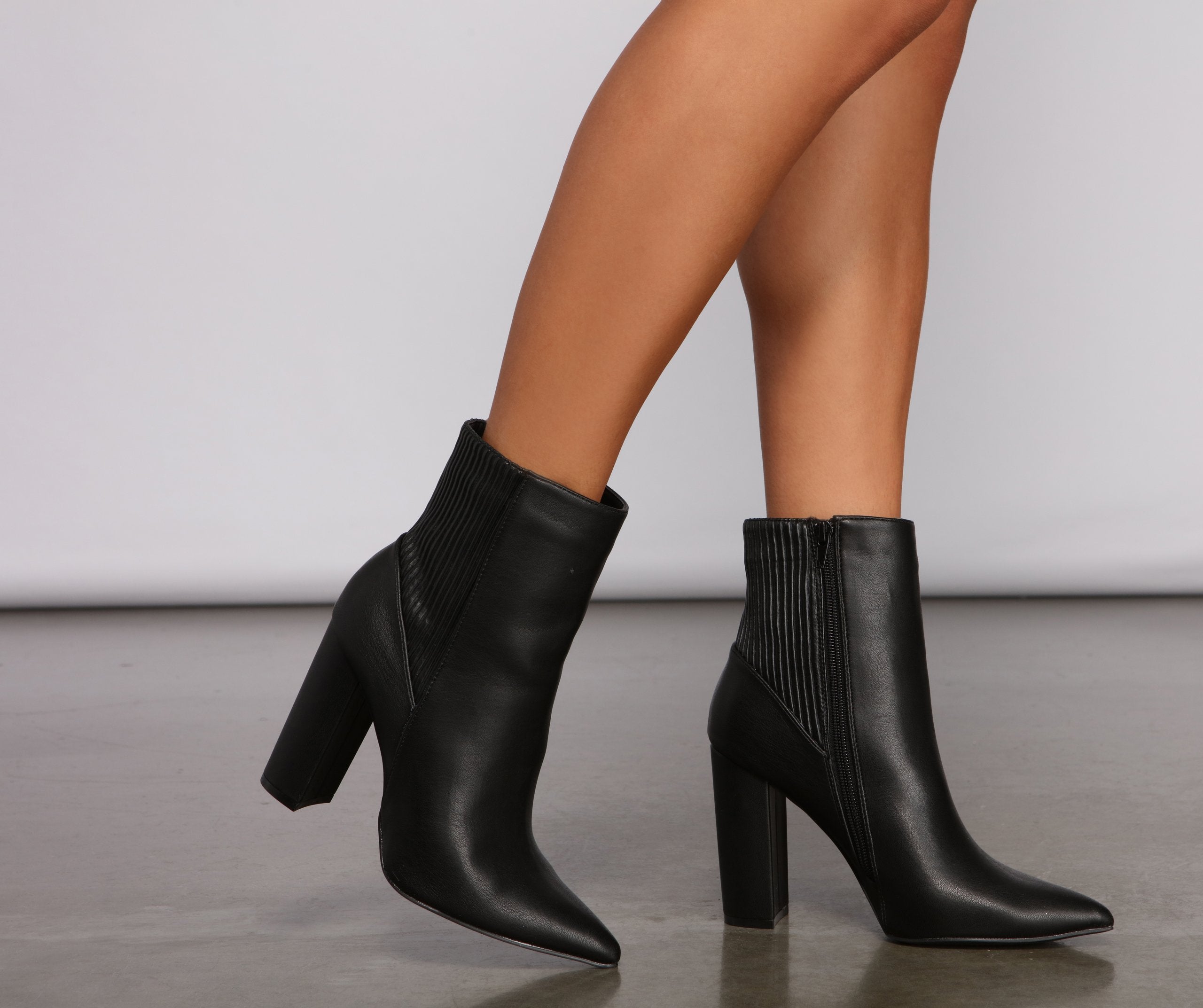 Stacked On Basics Faux Leather Block Heel Booties
