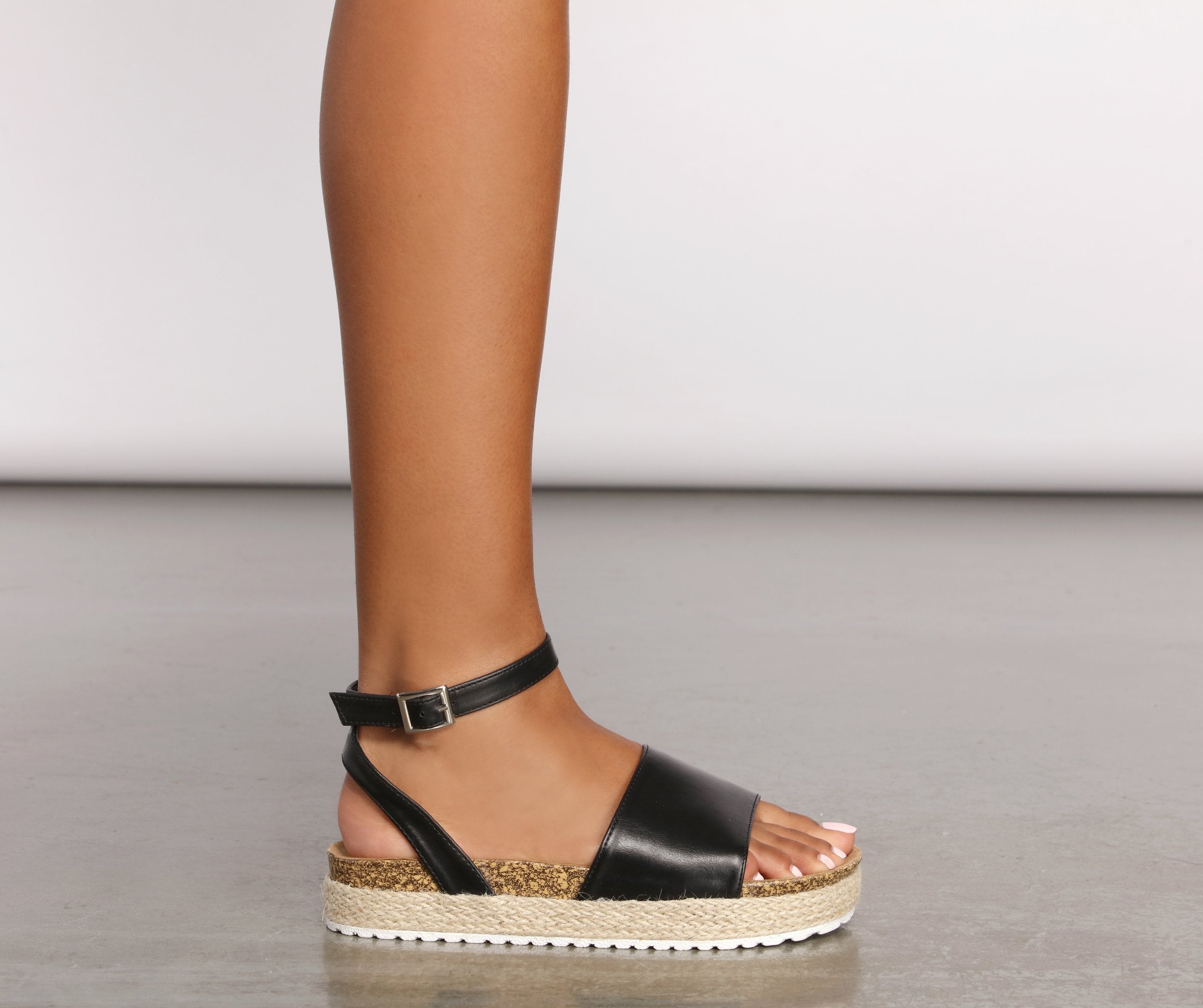 Of The Moment Faux Leather Espadrille Sandals