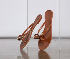 On The Edge Bow Studded Jelly Sandals