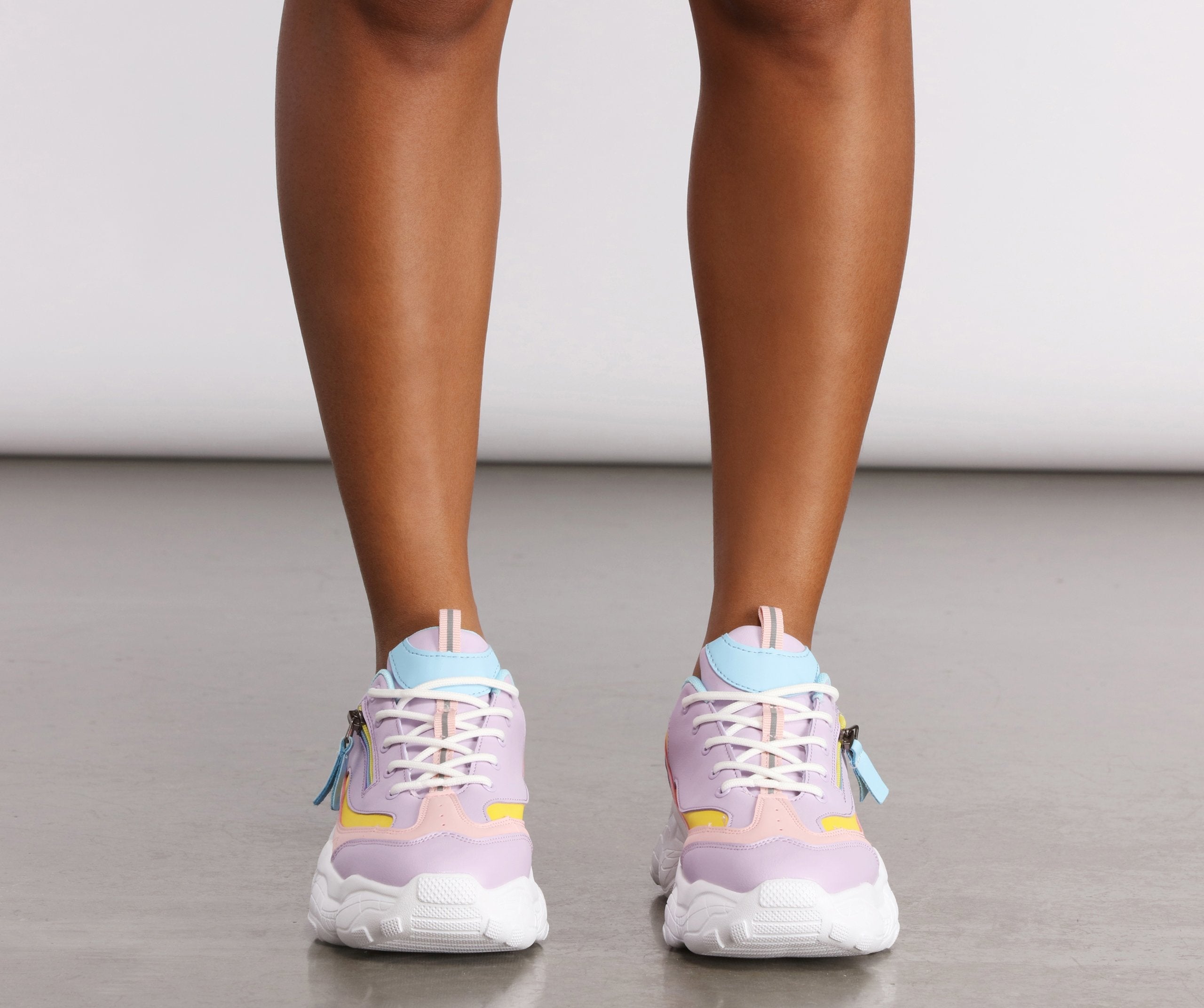 Pastel With Zipper Chunky Sneakers