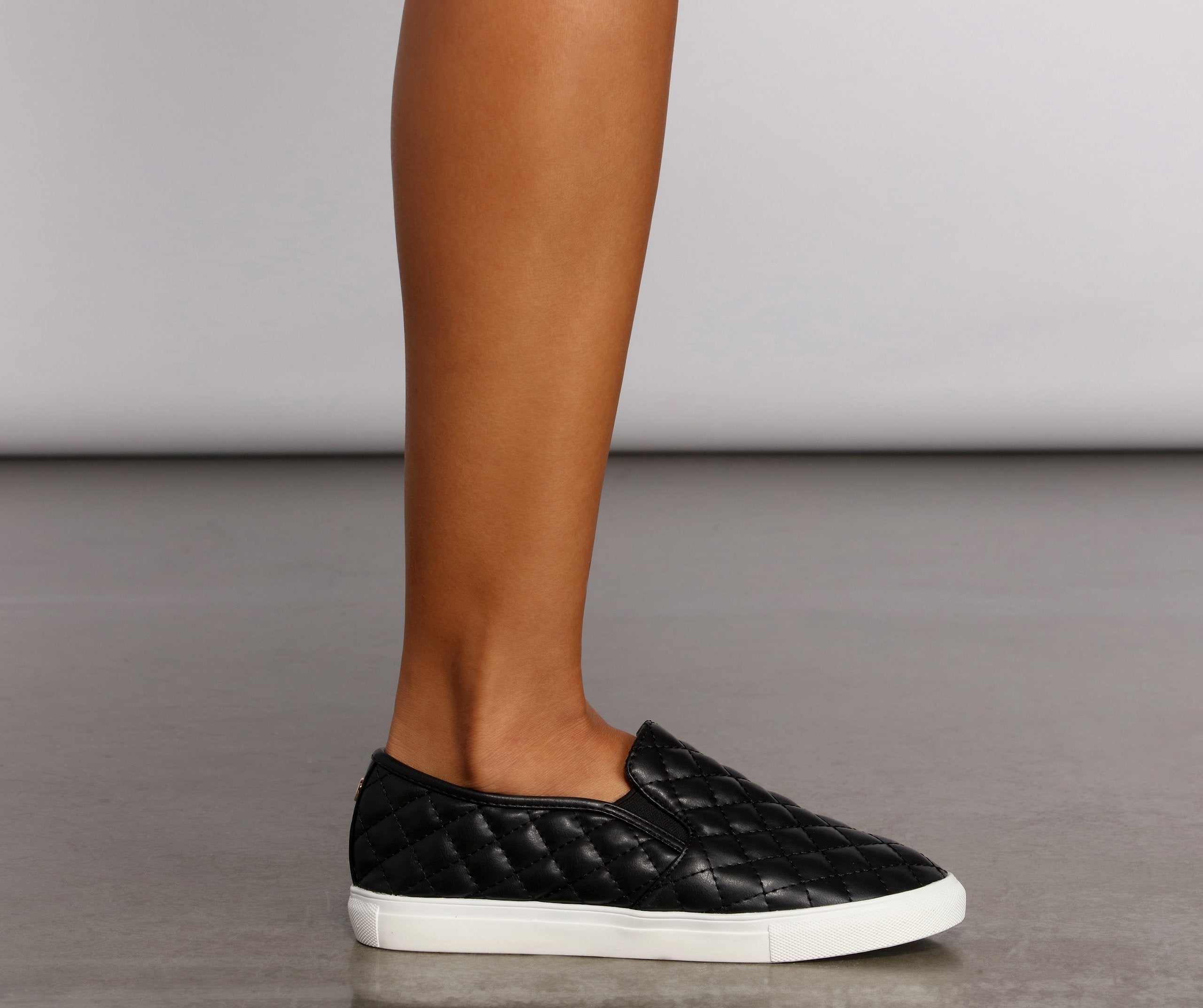Casual Chic Quilted Faux Leather Sneakers