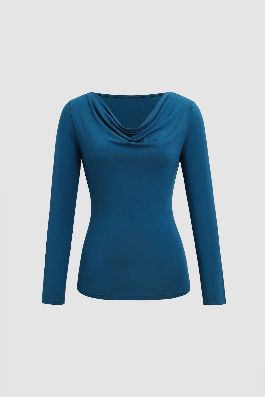 Basic Cowl Neck Long Sleeve Top