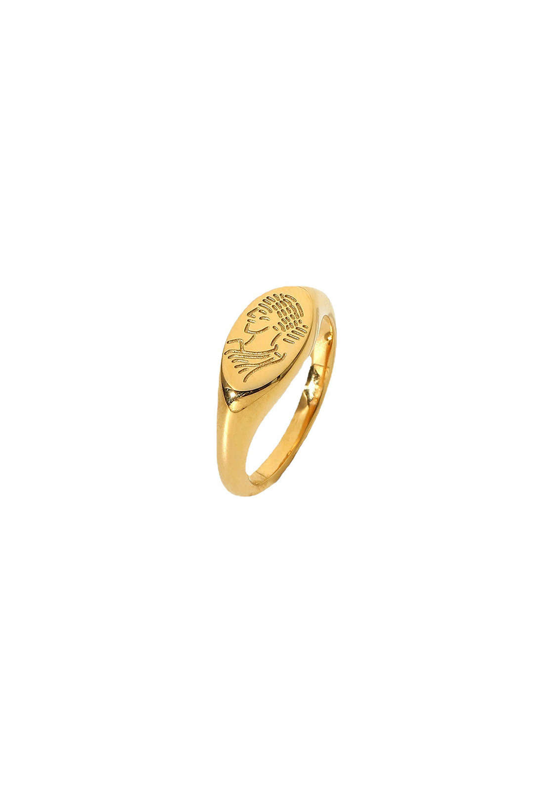 Engrave Detail Oval Ring