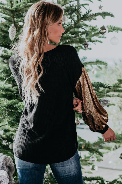 Completely Into You Sequin Sleeve Knit Top