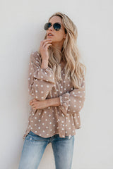 Punch Style Dot Print V-neck Shirt