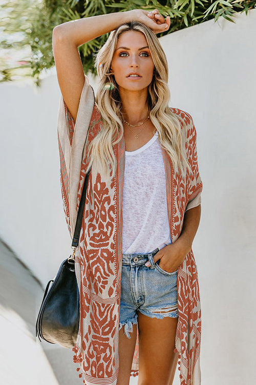 Seaside Retreat Boho Print Kimono