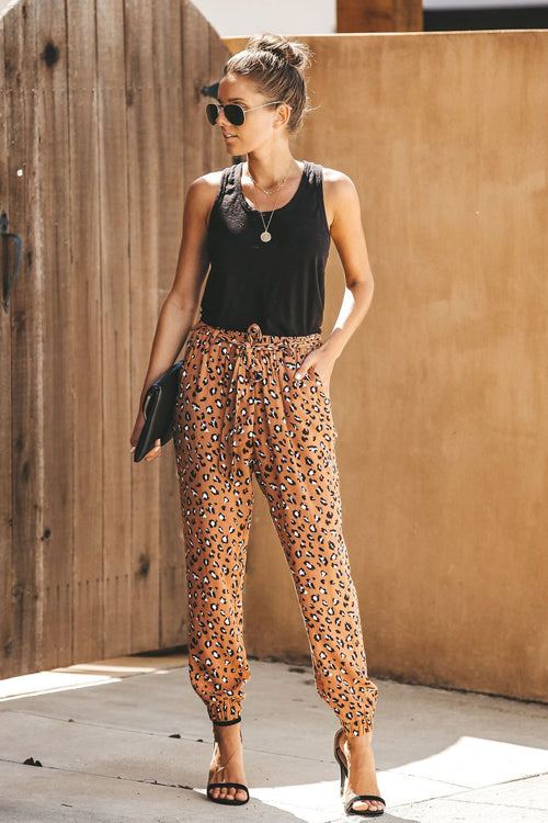 Wildcat Leopard Print Tie-Front Pants