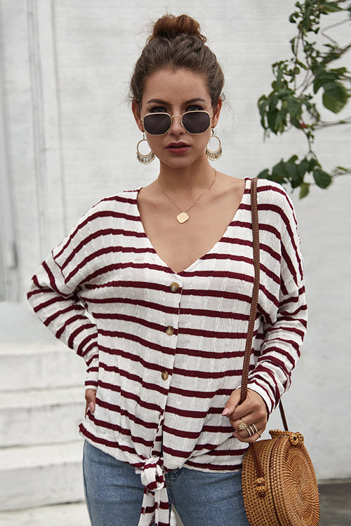 Dreaming of Vacay Striped Button-Up Top