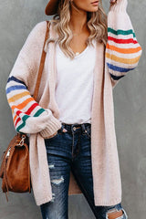 Going For Cozy Rainbow Striped Cardigan