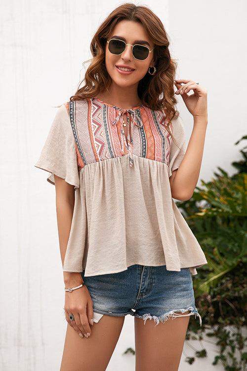 Closer To You Boho Printed Short Sleeve Top