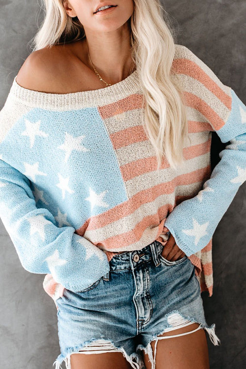 Cute as Can Be Flag Knit Sweater