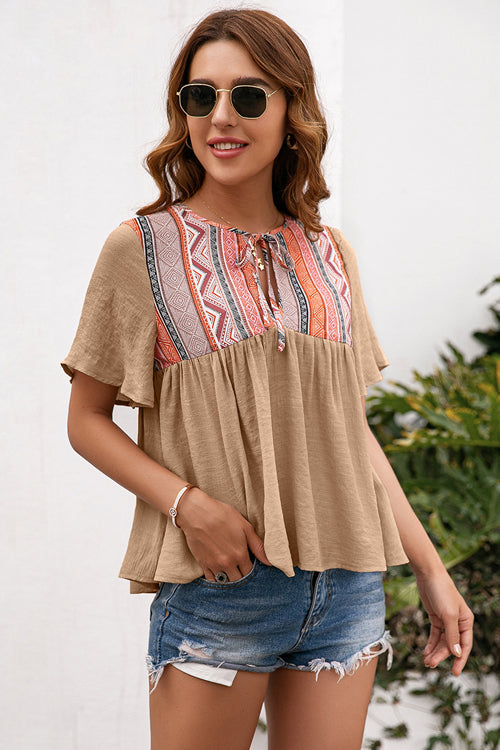 Closer To You Boho Printed Short Sleeve Top