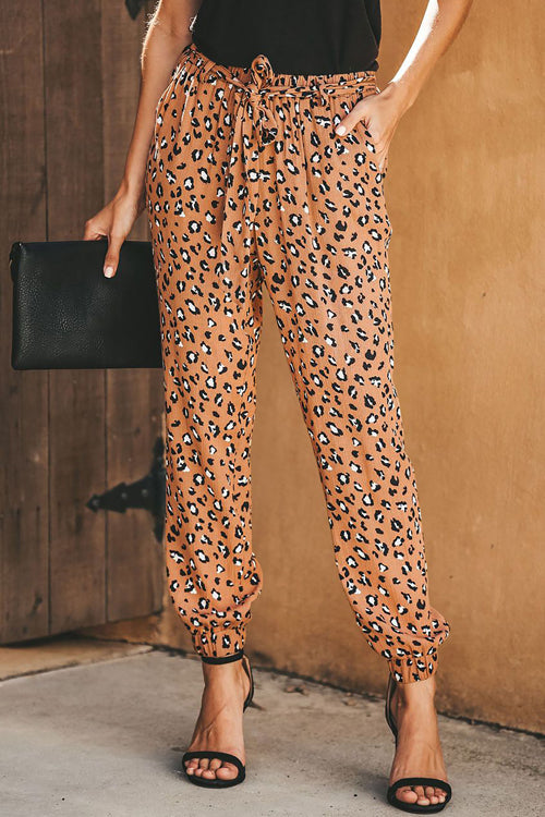 Wildcat Leopard Print Tie-Front Pants