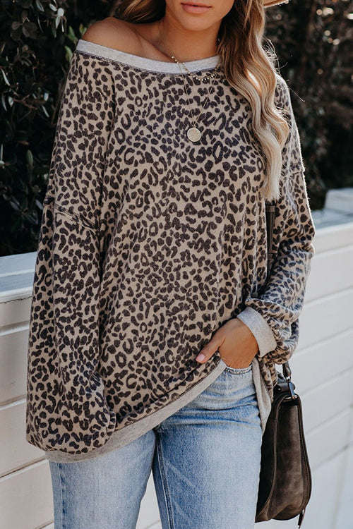 Casually Cute Leopard Print Long Sleeve Top