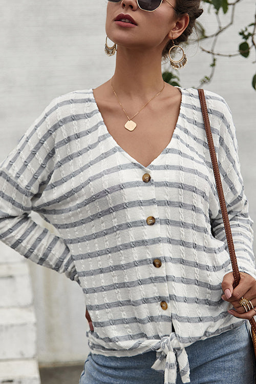 Dreaming of Vacay Striped Button-Up Top