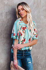 Hello Darling Floral Print Short Sleeve Top