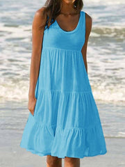 Plus Sleeveless Solid Color Maxi Dresses