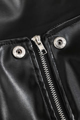 Foldover Waist Faux Leather Straight Leg Pants