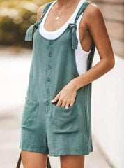 Pure Cotton Lacing Vest Jumpsuits