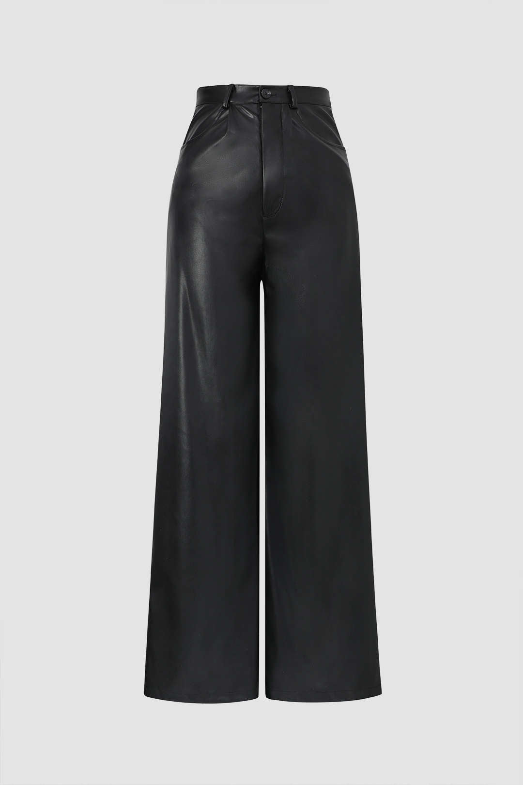 High Waisted Faux Leather Wide Leg Pants
