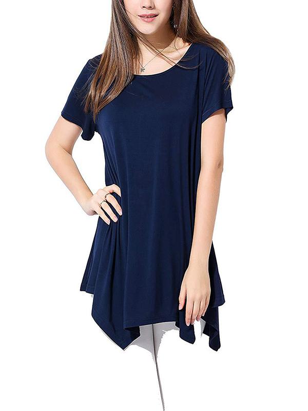 Plus Size Round Neck Woman Short Sleeve T-shirt