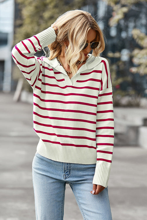 Give You Joy Striped Long Sleeve Knit Sweater